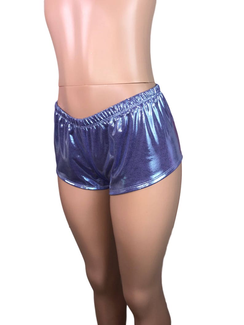 Lilac Purple Metallic Rave Shorts club or rave wear Etsy