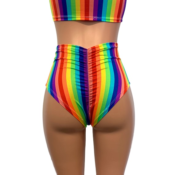 Rainbow high waisted best sale bikini