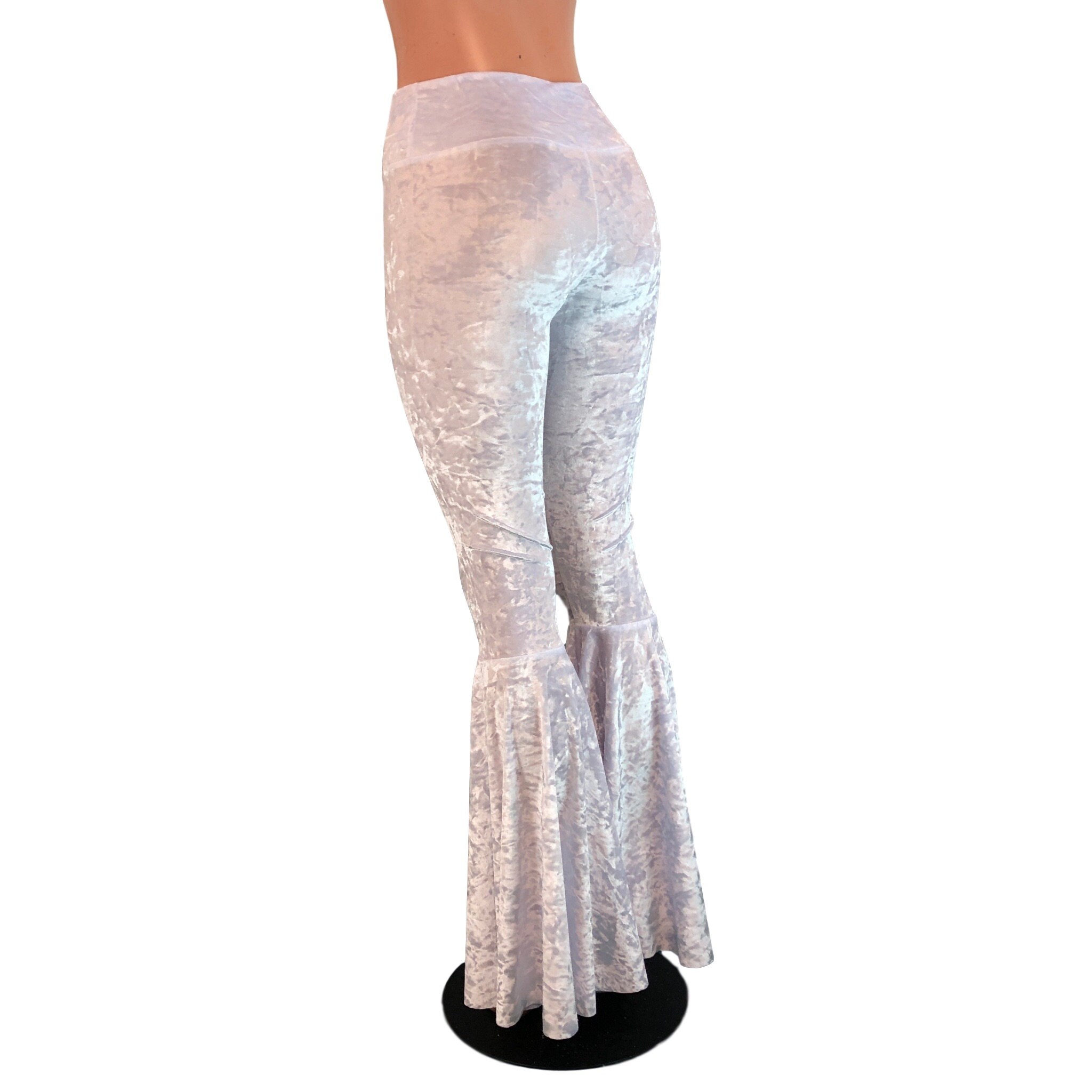 White Crushed Velvet Bell Bottoms Pants Rave Festival EDM - Etsy