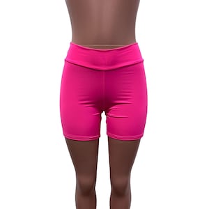 Biker Shorts in Neon Pink Barbie Spandex - Choose Low, Mid, or High-Waist