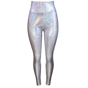 Silver Shattered Glass Holographic High Waisted Leggings Pants Rave ...