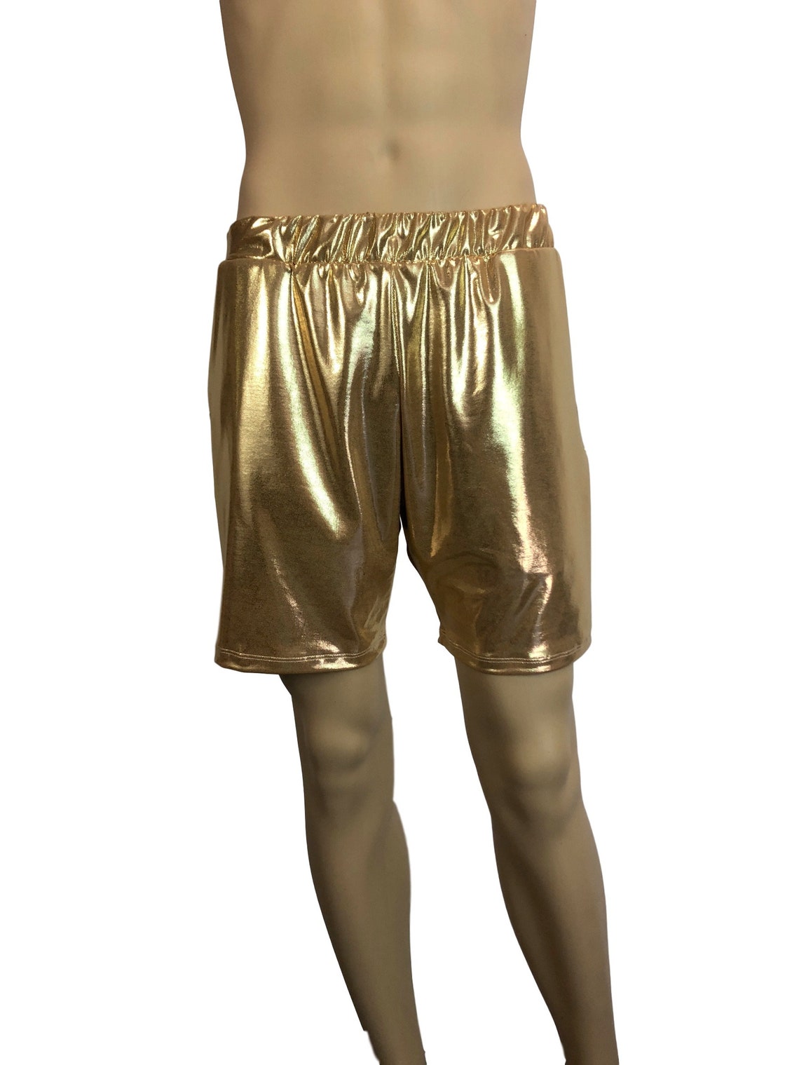 Men's Gold Mystique Metallic Shorts W/ Pockets Rave Etsy