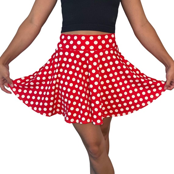 Jupe patineuse taille haute a pois Minnie rouge blanc tenues de club tenues de rave mini jupe cercle costume Etsy France