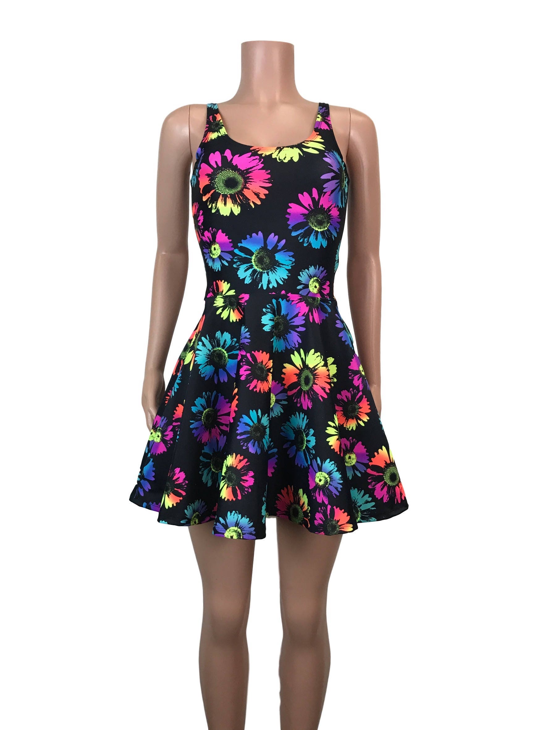neon fit and flare dress