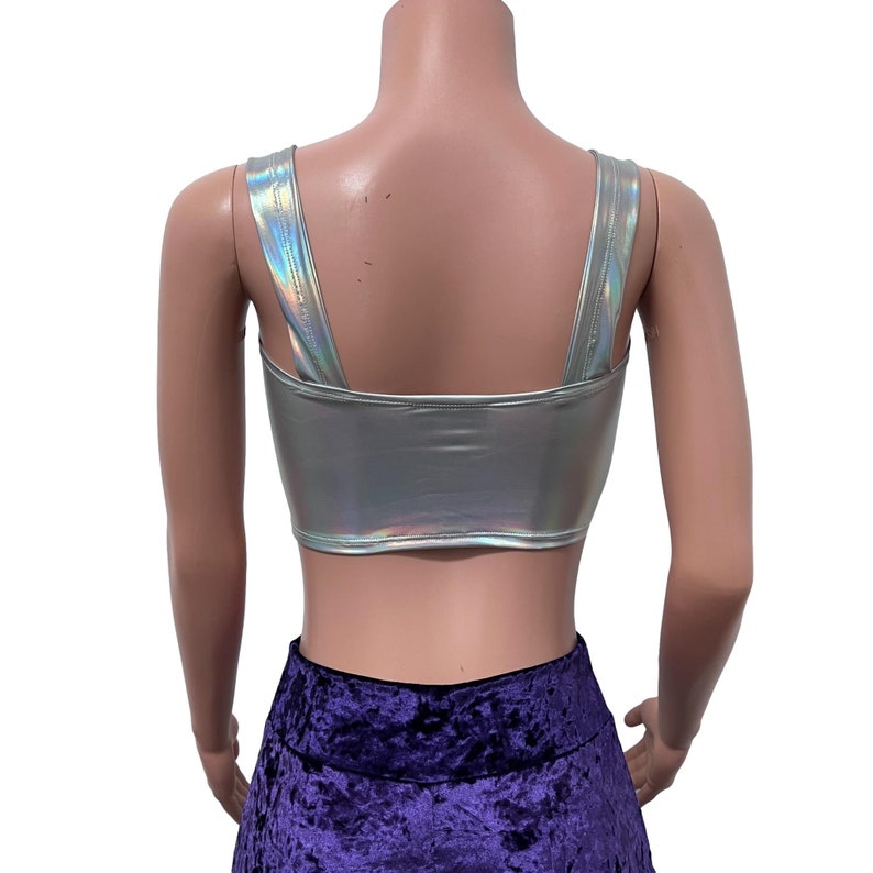 Opal Holographic Wide Strap Top Rave Wear, Festival Clothing image 4