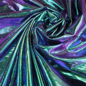 Holographic Oil Slick Poly Spandex Stretch Fabric by-the-yard, Holo, Holgram