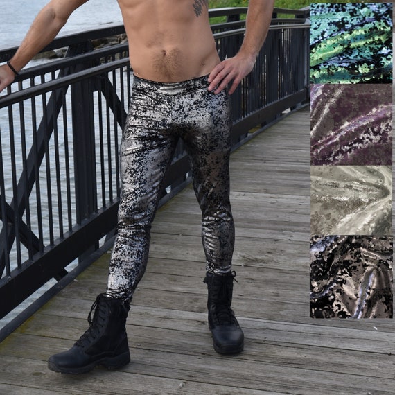 Men's Gilded Velvet Leggings Meggings, Rave Clothing, Burning Man Choose  Color 