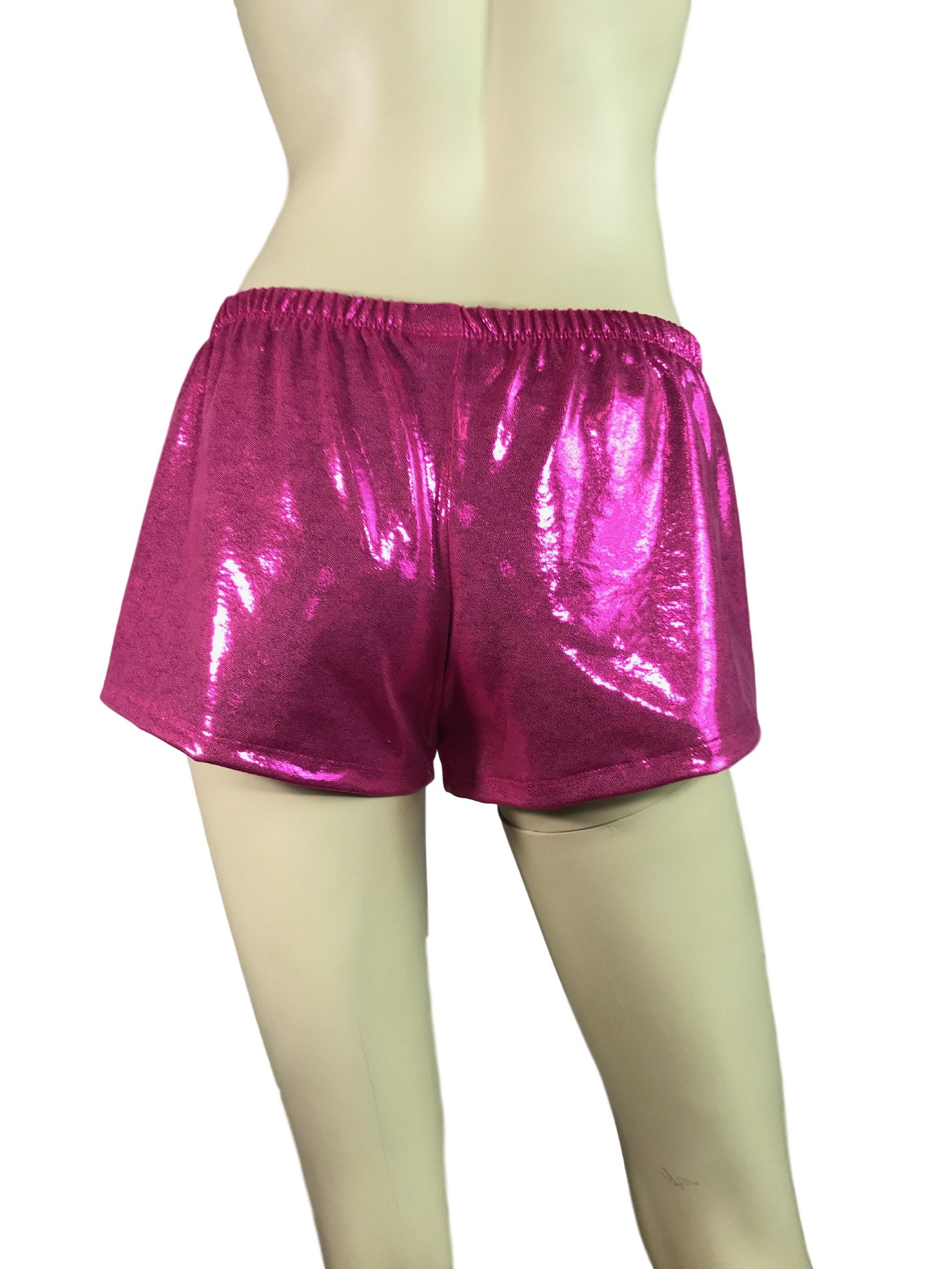 Pink Mystique Metallic Rave Shorts club or rave wear Etsy
