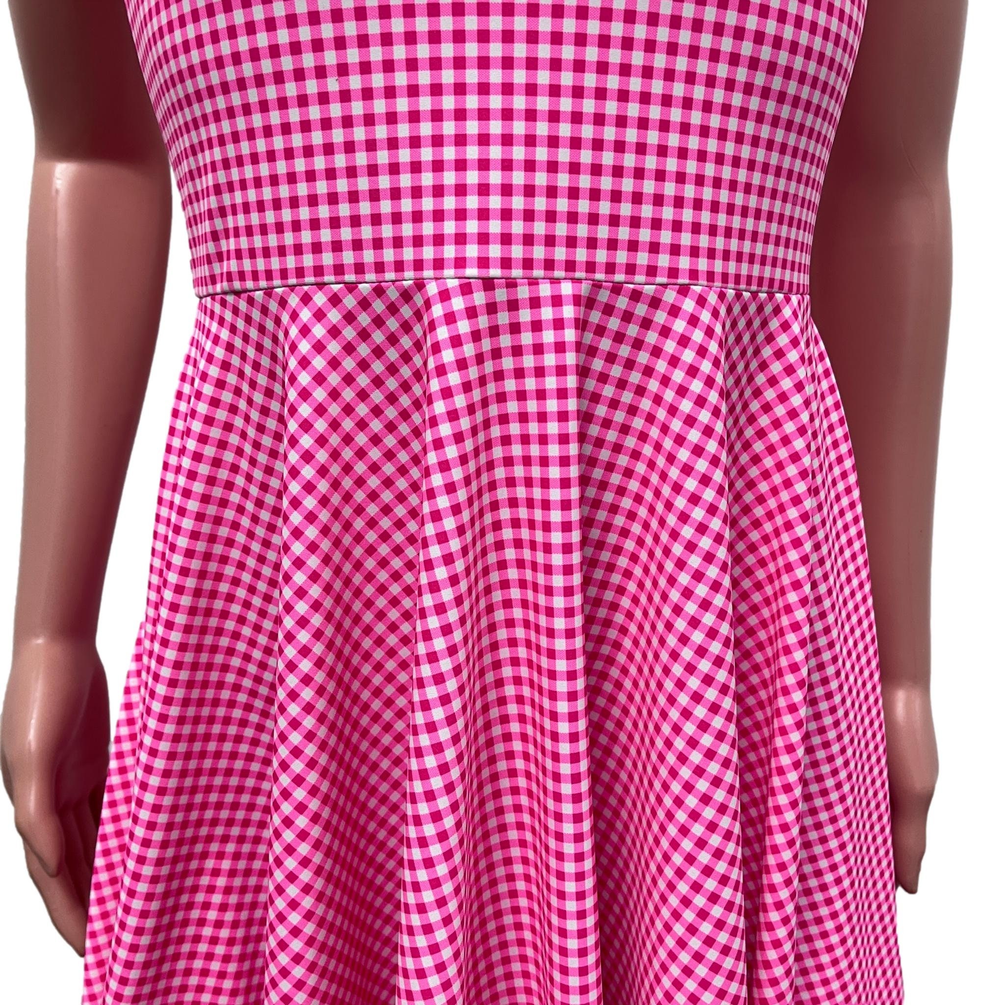 barbie pink checkered dress Barbie 2023 Margot Robbie Pink Dress