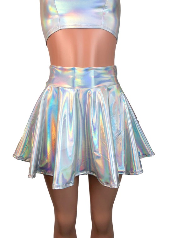 Opal Holographic Skater Skirt Holograph Rave Skirt Festival Clothing Reflective  Skirt High Waisted Skirt -  Norway