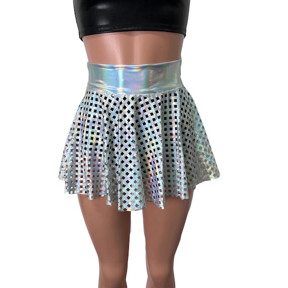 Opal Diamond Cutout 13 Holographic Skater Skirt See through Holograph Rave Skirt Festival Clothing Reflective Skirt High Waisted Etsy Canada