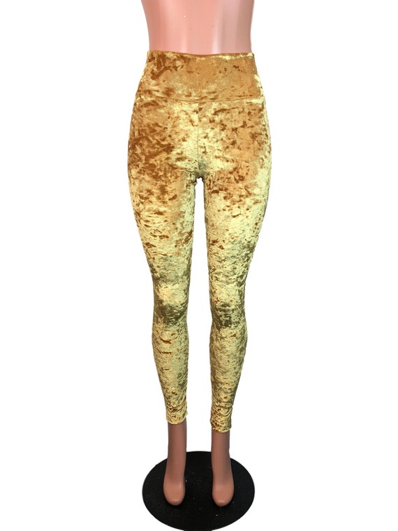 Gold velvet leggings deals
