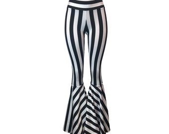 CHILDREN'S Black & White Striped Bell Bottoms