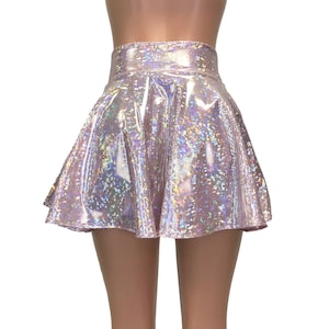 Holographic Pink Blush Shattered Glass High Waisted Skater Skirt ...