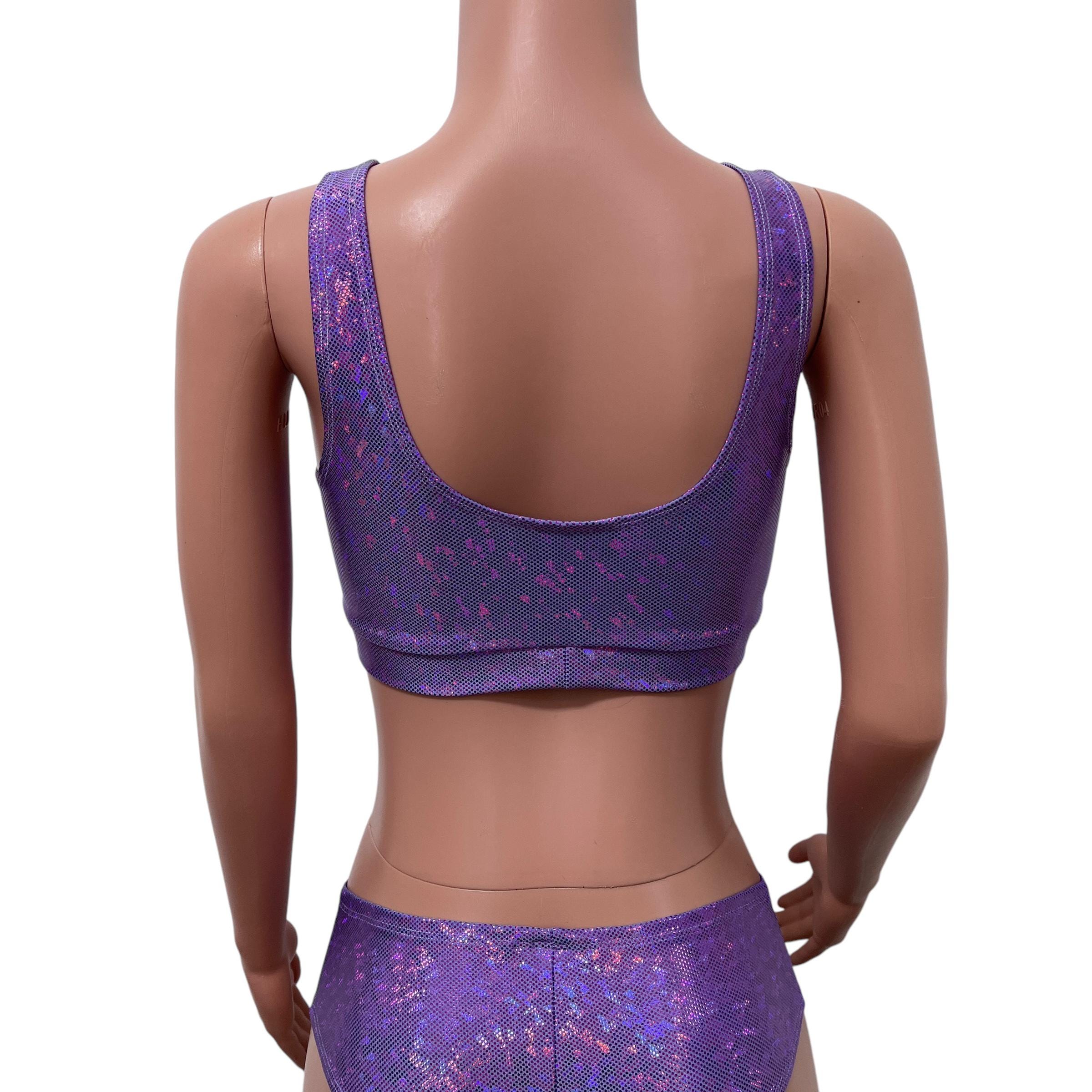 Lavender Rave Lavender Shattered Glass Bralette | Holographic Rave Top - Rave Gear ...