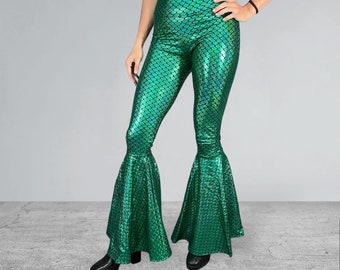 Alvivi Pantalon Triton Sirène Homme Legging Brillant Imprimé Écailles Poisson Costume Halloween Carnaval