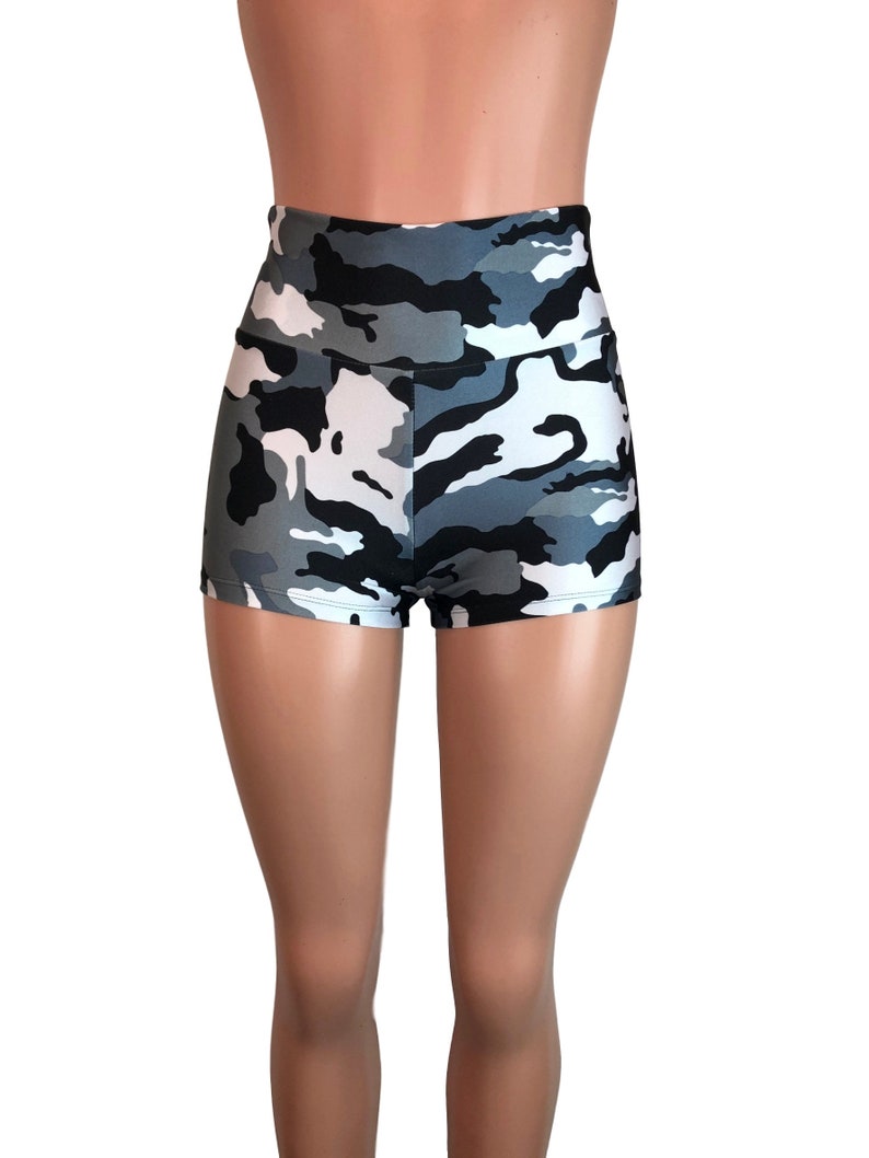 Black/white Camouflage Camo High Waisted Booty Shorts Club - Etsy