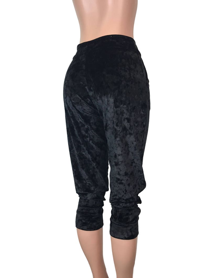 Black Crushed Velvet Joggers w/ Pockets High Waisted Jogger | Etsy