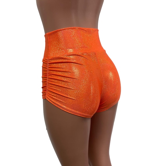 Ruched Booty Shorts Orange Sparkle Pole Dance Shorts Rave Clothing Festival  Outfit -  Canada