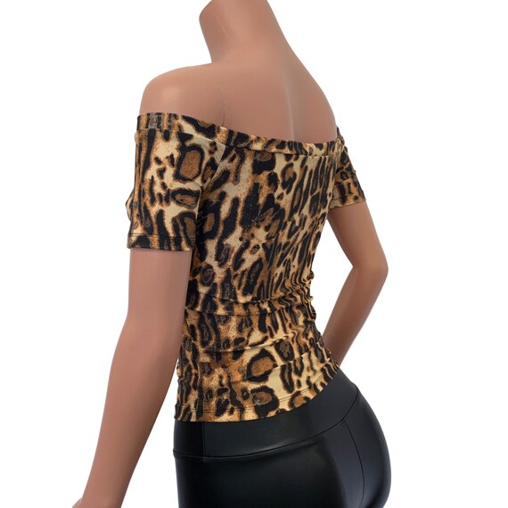 cold shoulder leopard print tops