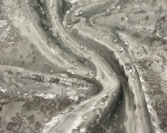 Silver on White Gilded Velvet - by the 1/2 Yard