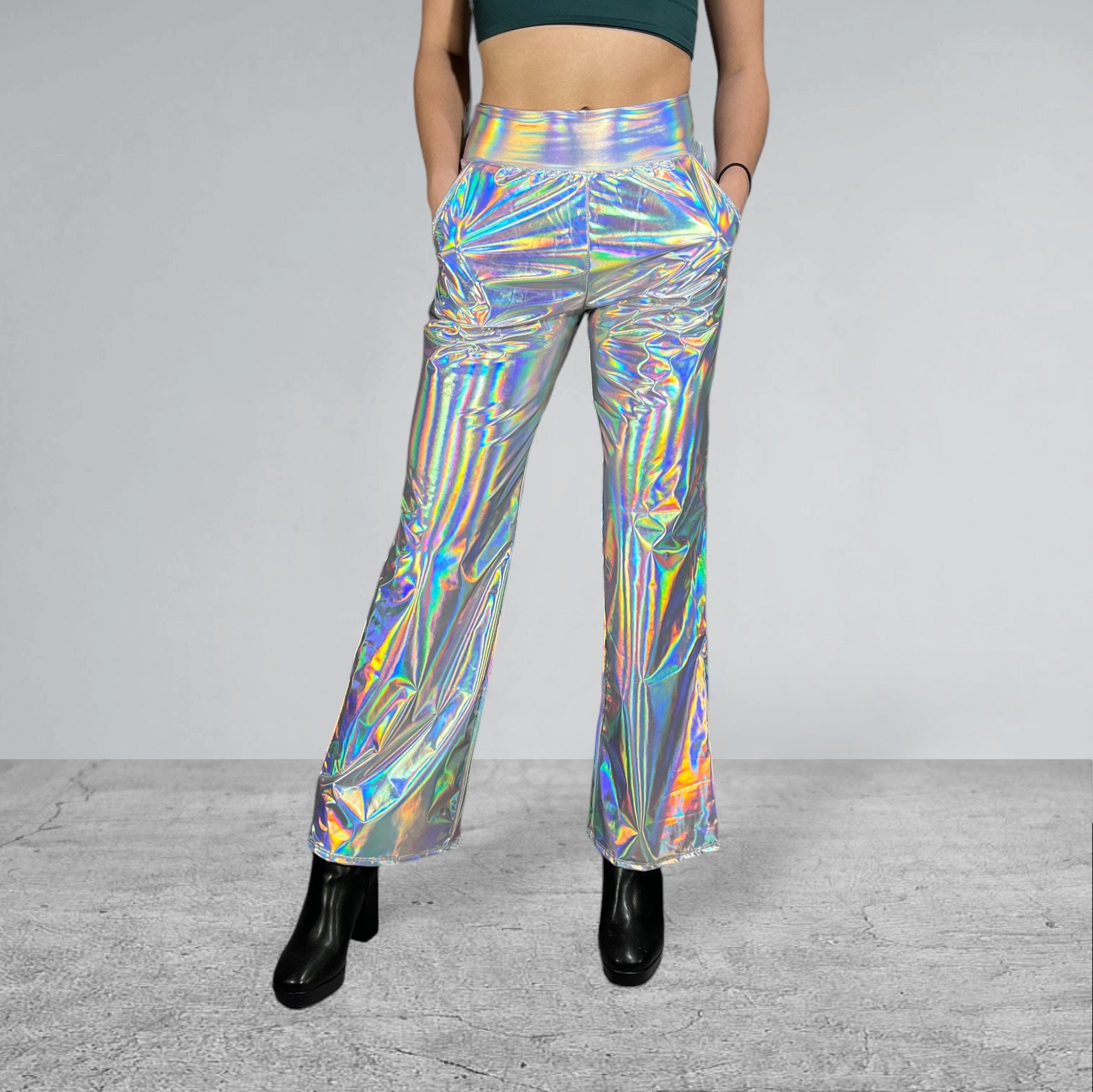 Opal Iridescent Holographic Wide Leg Pants - Optional