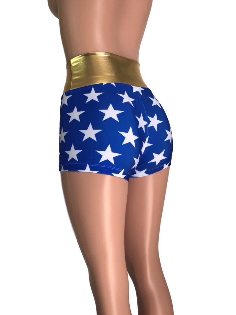 Wonder Woman Stars High Waisted Booty Shorts club or rave | Etsy