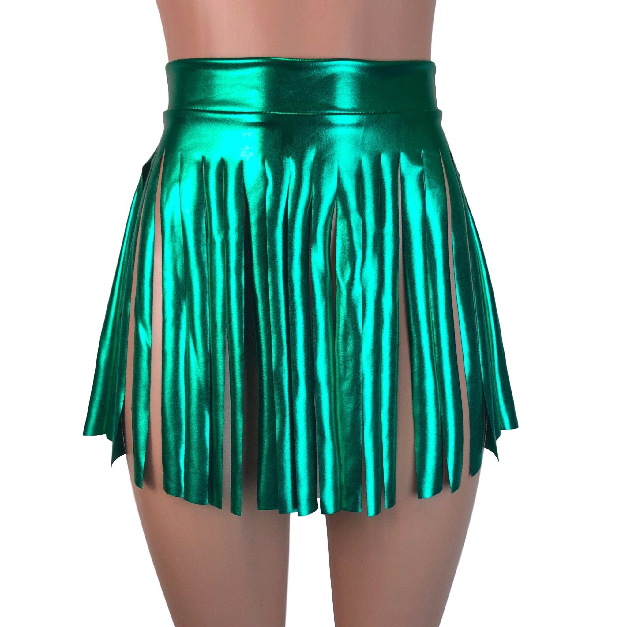 Green Metallic Fringe Skirt Rave Clothing Performance - Etsy