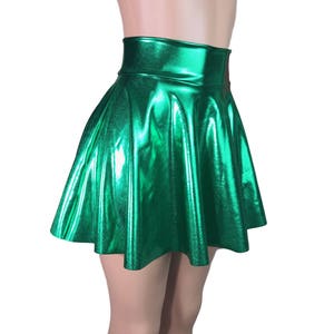 Metallic Green High Waisted Skater Skirt Clubwear, Rave Wear, Mini ...