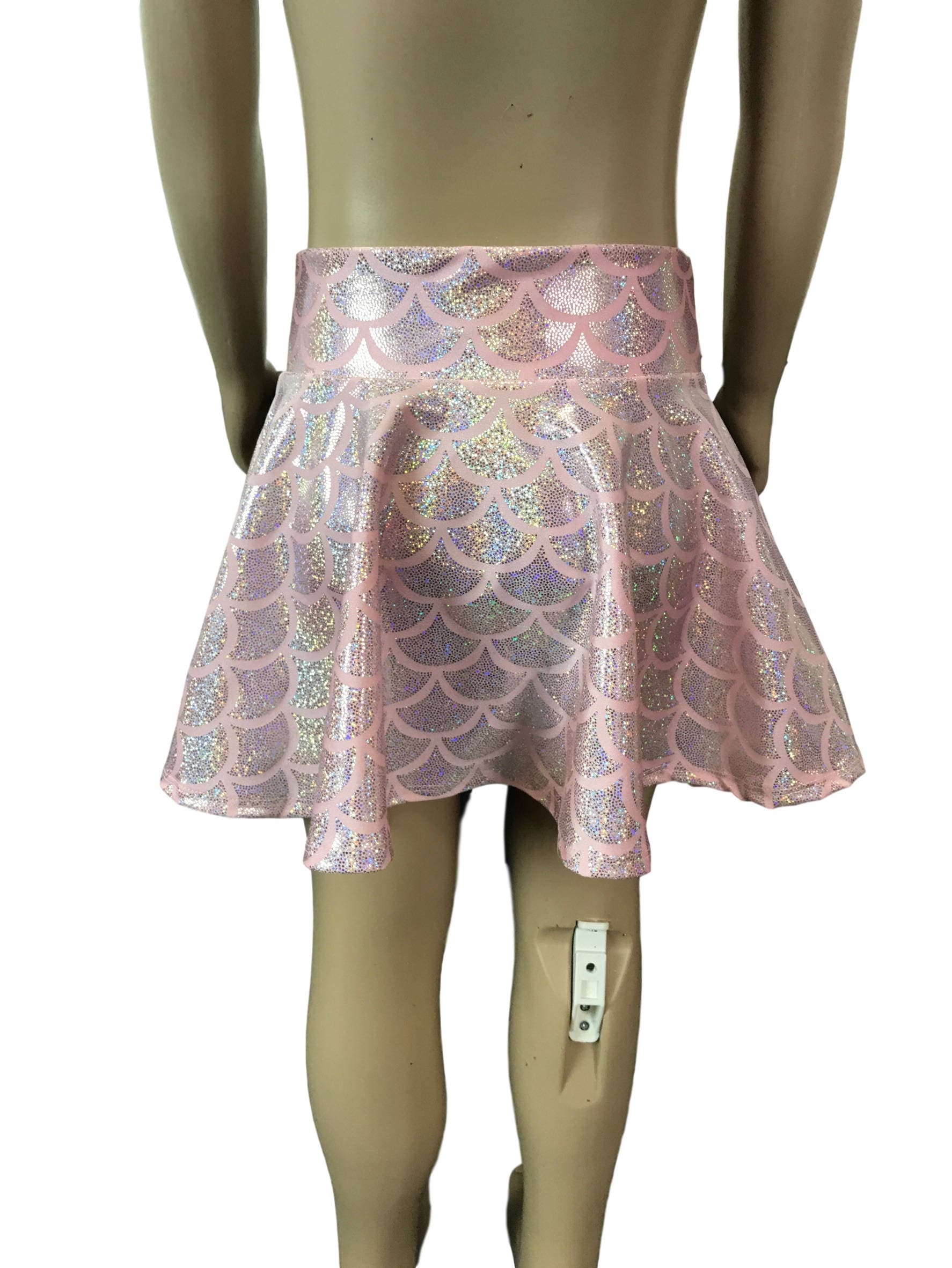 Children's Pink Mermaid Scales Holographic Skater Skirt, Circle