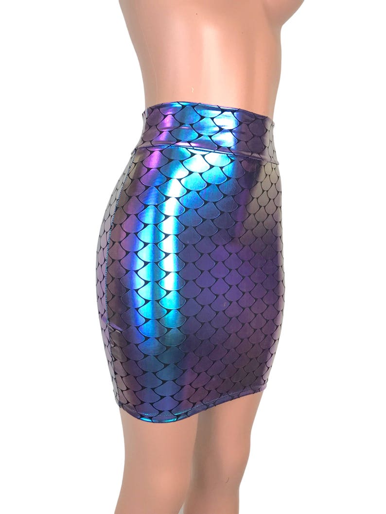 Holographic Mermaid Scales High Waisted Pencil Mini Skirt - Etsy