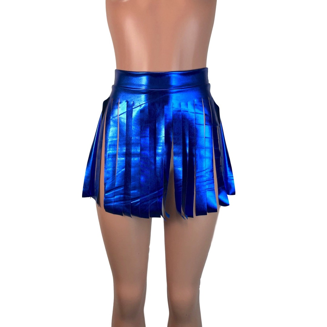 Blue Metallic Fringe Skirt Rave Clothing Performance - Etsy