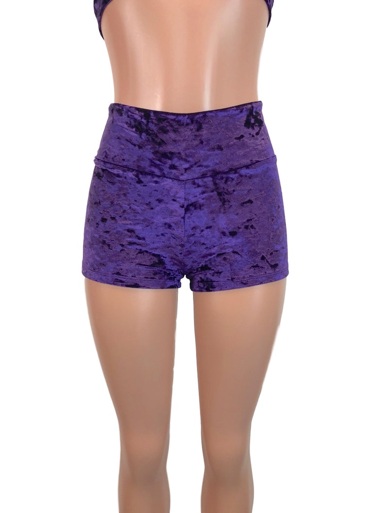 Purple Crushed Velvet High Waisted Booty Shorts Club Etsy