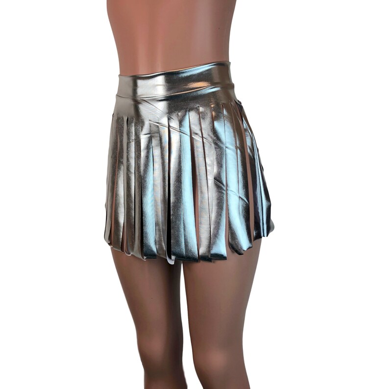 Silver Metallic Fringe Skirt Rave Clothing Performance - Etsy