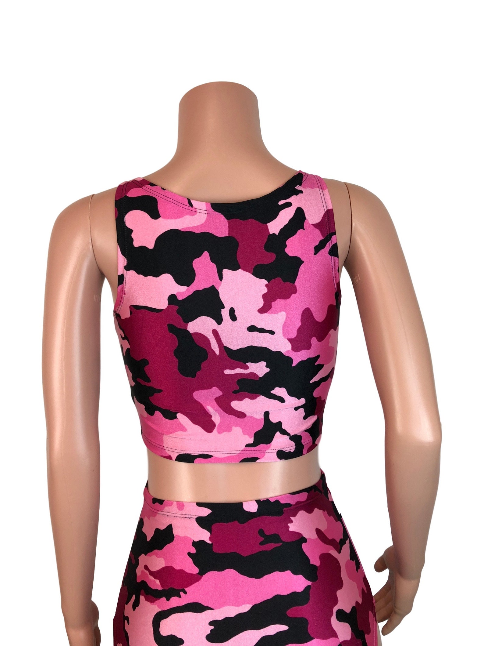 Pink Camo Camouflage Tank Crop Top Bodycon Clubwear Rave Etsy