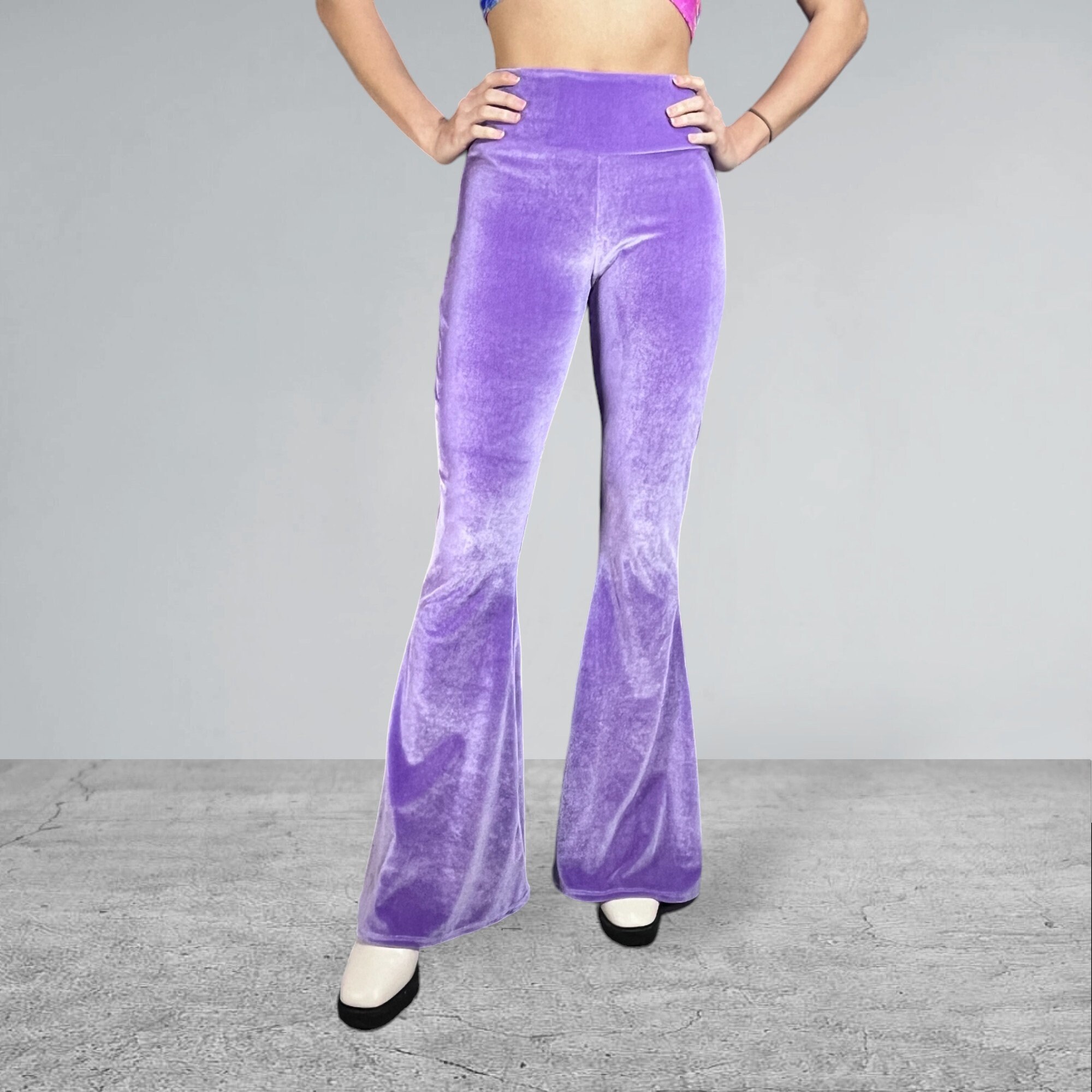 Flare Pants Pattern Rave High Waist Flare Pants *lavender Velvet* - Rave Clothing, Festival ...