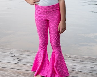 Pantalones de campana de sirena para niños, pantalones de disfraz de sirena o sirena para niña