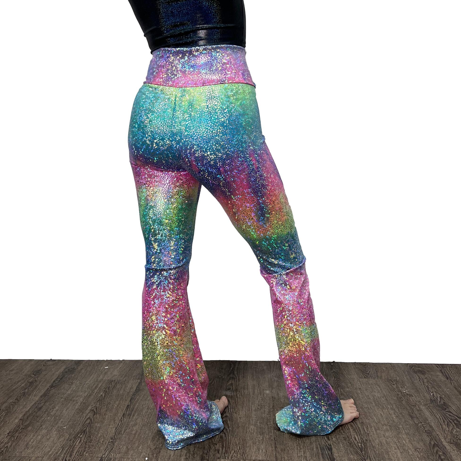 Flare Pants Pattern Rave Crossover Waist Bootcut Flare Pants *rainbow Avatar* - High V-waist ...