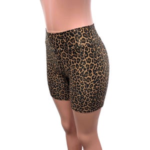 Cheetah Biker Shorts in Animal Print Spandex | Festival Shorts, Leopard Cougar Costume, Choose Low, Mid, or High-Waist