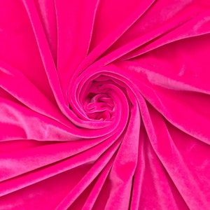 Hot Pink Stretch Velvet Spandex Fabric by-the-yard | Neon Pink Velvet for Apparel and Crafts