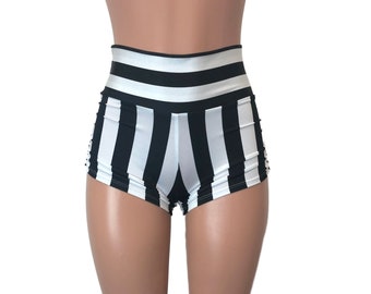 Ruched Booty Shorts black \u0026 White 