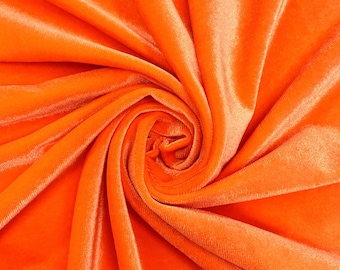 Tela elástica de terciopelo y licra naranja por yarda / Terciopelo naranja neón para prendas y manualidades