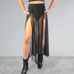 Sheer Duster Mesh Skirt - Long Double Side Slit Skirt - Sheer Festival Skirt - Many Colors