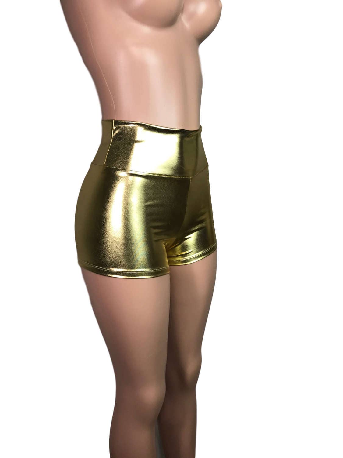 Gold Metallic High Waisted Booty Shorts Club Festival or | Etsy