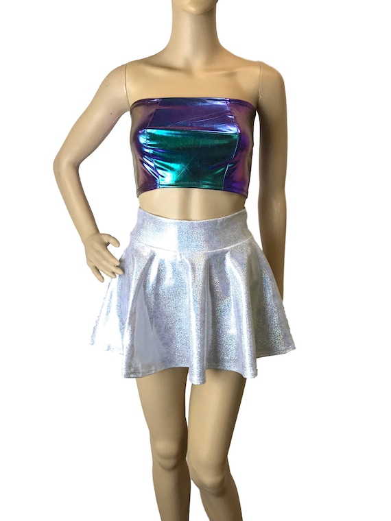 Holographic skater skirt online