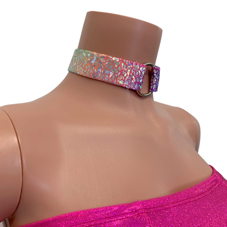 Holographic Ring Choker Rainbow Avatar Thick Holo Choker Necklace image 3