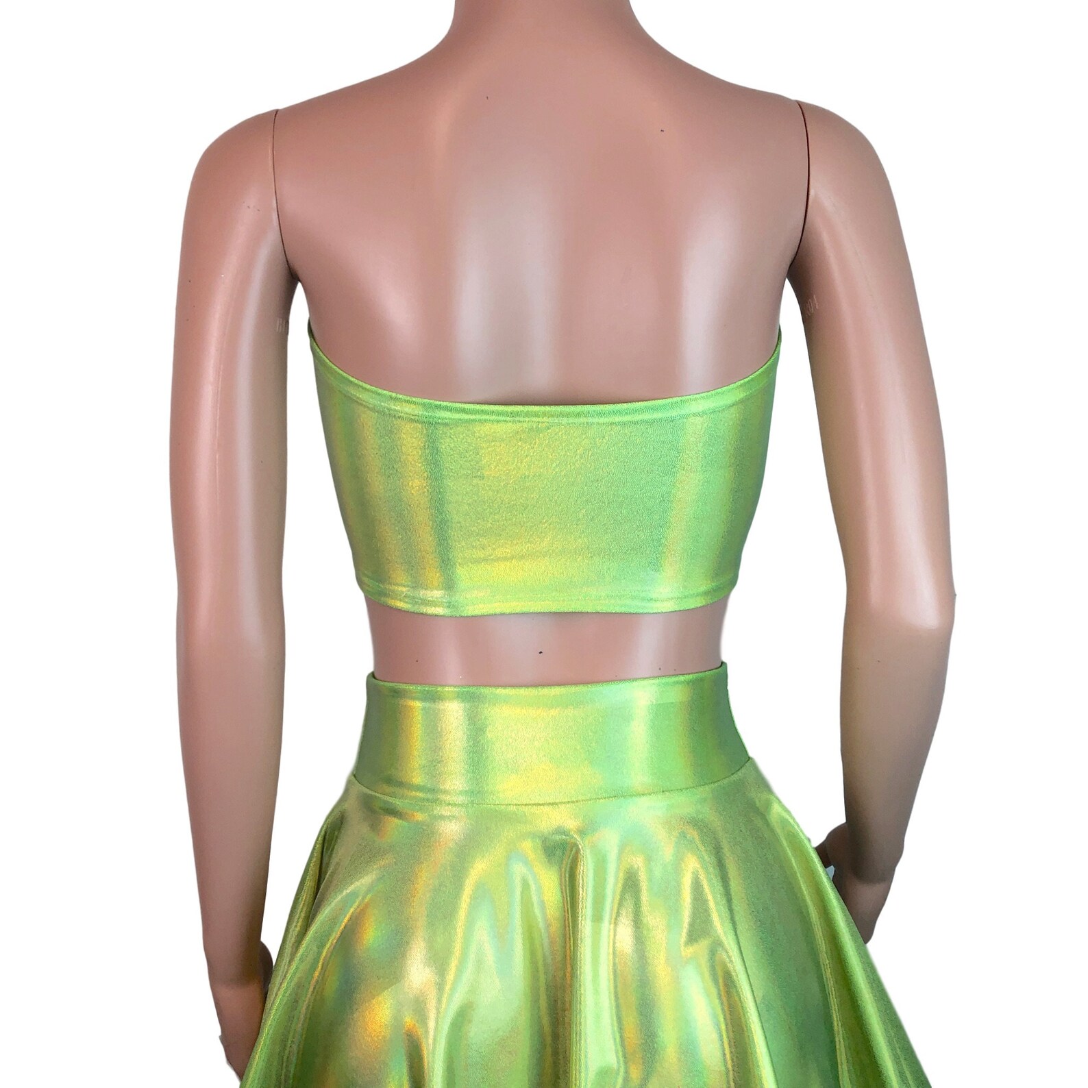 Lime Green Mystique Holographic Tube Top Bodycon Clubwear Etsy