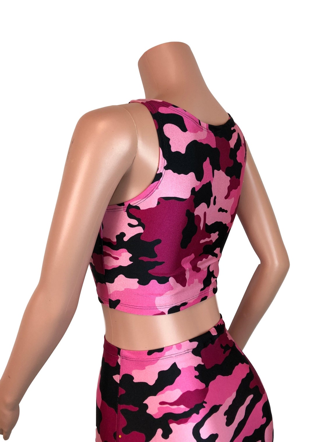 Pink Camo Camouflage Tank Crop Top Bodycon Clubwear Rave Etsy