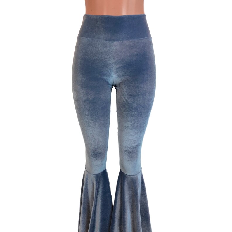 Blue velvet bell bottom pants Clearance