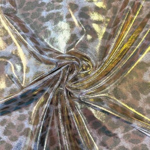 Animal Print 4-Way Stretch Spandex Metallic Cheetah or Leopard Stretch Fabric by-the-yard for Bathing Suits and Leggings